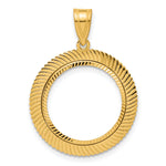 画像をギャラリービューアに読み込む, 14K Yellow Gold Diamond Cut Scalloped 1/10 oz American Eagle Krugerrand Coin Holder Bezel Pendant Prong for 16.5 mm Coins
