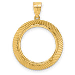 Carica l'immagine nel visualizzatore di Gallery, 14K Yellow Gold Diamond Cut Scalloped US Dime 1/10 oz Panda Cat Coin Holder Bezel Pendant Prong for 18 mm Coins
