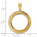 Carica l'immagine nel visualizzatore di Gallery, 14K Yellow Gold Diamond Cut Scalloped US Dime 1/10 oz Panda Cat Coin Holder Bezel Pendant Prong for 18 mm Coins
