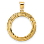 Carica l'immagine nel visualizzatore di Gallery, 14K Yellow Gold Diamond Cut Scalloped US Dime 1/10 oz Panda Cat Coin Holder Bezel Pendant Prong for 18 mm Coins

