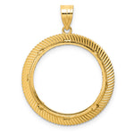 Load image into Gallery viewer, 14K Yellow Gold Diamond Cut Scalloped 1/4 oz American Eagle Panda 2 Rand US $5 Jamestown Coin Holder Bezel Pendant Prong for 22 mm Coins
