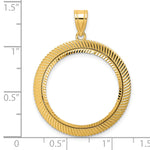 Load image into Gallery viewer, 14K Yellow Gold Diamond Cut Scalloped 1/4 oz American Eagle Panda 2 Rand US $5 Jamestown Coin Holder Bezel Pendant Prong for 22 mm Coins

