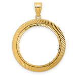 Load image into Gallery viewer, 14K Yellow Gold Diamond Cut Scalloped 1/4 oz American Eagle Panda 2 Rand US $5 Jamestown Coin Holder Bezel Pendant Prong for 22 mm Coins
