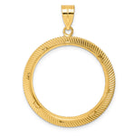 將圖片載入圖庫檢視器 14K Yellow Gold Diamond Cut Scalloped 1/2 oz American Eagle Panda US $10 Dollar Liberty Indian Coin Holder Bezel Pendant Prong for 27 mm Coins
