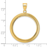 將圖片載入圖庫檢視器 14K Yellow Gold Diamond Cut Scalloped 1/2 oz American Eagle Panda US $10 Dollar Liberty Indian Coin Holder Bezel Pendant Prong for 27 mm Coins
