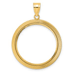 將圖片載入圖庫檢視器 14K Yellow Gold Diamond Cut Scalloped 1/2 oz American Eagle Panda US $10 Dollar Liberty Indian Coin Holder Bezel Pendant Prong for 27 mm Coins
