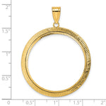 Lade das Bild in den Galerie-Viewer, 14K Yellow Gold Diamond Cut Scalloped 1 oz American Eagle Cat Krugerrand Coin Holder Bezel Pendant Prong for 32.7 mm Coins
