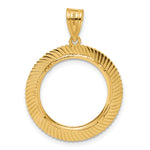 Load image into Gallery viewer, 14K Yellow Gold Textured Scalloped 1/10 oz American Eagle Krugerrand Coin Holder Bezel Pendant Prong for 16.5 mm Coins
