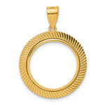 Load image into Gallery viewer, 14K Yellow Gold Textured Scalloped 1/10 oz American Eagle Krugerrand Coin Holder Bezel Pendant Prong for 16.5 mm Coins
