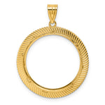 Charger l'image dans la galerie, 14K Yellow Gold Textured Scalloped 1/4 oz American Eagle Panda 2 Rand US $5 Jamestown Coin Holder Bezel Pendant Prong for 22 mm Coins
