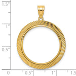 Charger l'image dans la galerie, 14K Yellow Gold Textured Scalloped 1/4 oz American Eagle Panda 2 Rand US $5 Jamestown Coin Holder Bezel Pendant Prong for 22 mm Coins
