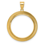 Charger l'image dans la galerie, 14K Yellow Gold Textured Scalloped 1/4 oz American Eagle Panda 2 Rand US $5 Jamestown Coin Holder Bezel Pendant Prong for 22 mm Coins
