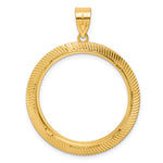 Load image into Gallery viewer, 14K Yellow Gold Textured Scalloped 1/2 oz American Eagle Panda US $10 Dollar Liberty Indian Coin Holder Bezel Pendant Prong for 27 mm Coins
