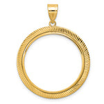 Load image into Gallery viewer, 14K Yellow Gold Textured Scalloped 1/2 oz American Eagle Panda US $10 Dollar Liberty Indian Coin Holder Bezel Pendant Prong for 27 mm Coins
