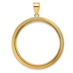 Load image into Gallery viewer, 14K Yellow Gold Textured Scalloped Old US Series 1 oz Panda Australian Nugget Kangaroo Koala Coin Holder Bezel Pendant Prong for 32 mm Coins
