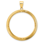 Load image into Gallery viewer, 14K Yellow Gold Textured Scalloped 1 oz American Eagle Cat Krugerrand Coin Holder Bezel Pendant Prong for 32.7 mm Coins
