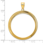Load image into Gallery viewer, 14K Yellow Gold Textured Scalloped 1 oz American Eagle Cat Krugerrand Coin Holder Bezel Pendant Prong for 32.7 mm Coins
