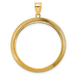 Load image into Gallery viewer, 14K Yellow Gold Textured Scalloped 1 oz American Eagle Cat Krugerrand Coin Holder Bezel Pendant Prong for 32.7 mm Coins
