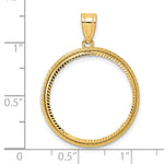Load image into Gallery viewer, 14K Yellow Gold Diamond Cut Squares 1/4 oz American Eagle Panda 2 Rand US $5 Jamestown Coin Holder Bezel Pendant Prong for 22 mm Coins
