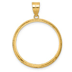 Load image into Gallery viewer, 14K Yellow Gold Diamond Cut Squares 1/2 oz American Eagle Panda US $10 Dollar Liberty Indian Coin Holder Bezel Pendant Prong for 27 mm Coins

