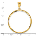 이미지를 갤러리 뷰어에 로드 , 14K Yellow Gold Diamond Cut Squares 1 oz American Eagle Cat Krugerrand Coin Holder Bezel Pendant Prong for 32.7 mm Coins

