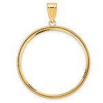 이미지를 갤러리 뷰어에 로드 , 14K Yellow Gold Diamond Cut Squares 1 oz American Eagle Cat Krugerrand Coin Holder Bezel Pendant Prong for 32.7 mm Coins

