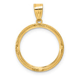 이미지를 갤러리 뷰어에 로드 , 14K Yellow Gold Squares US Dime 1/10 oz Panda Cat Coin Holder Bezel Pendant Prong for 18 mm Coins
