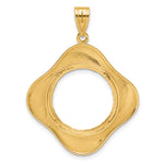 Cargar imagen en el visor de la galería, 14K Yellow Gold Diamond Cut Riptide Diagonal Riptide 1/10 oz American Eagle Krugerrand Coin Holder Bezel Pendant Prong for 16.5 mm Coins
