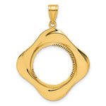 Cargar imagen en el visor de la galería, 14K Yellow Gold Diamond Cut Riptide Diagonal Riptide 1/10 oz American Eagle Krugerrand Coin Holder Bezel Pendant Prong for 16.5 mm Coins
