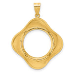Indlæs billede til gallerivisning 14K Yellow Gold Diamond Cut Riptide Diagonal Riptide US Dime 1/10 oz Panda Cat Coin Holder Bezel Pendant Prong for 18 mm Coins
