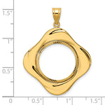Indlæs billede til gallerivisning 14K Yellow Gold Diamond Cut Riptide Diagonal Riptide US Dime 1/10 oz Panda Cat Coin Holder Bezel Pendant Prong for 18 mm Coins

