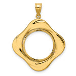 Indlæs billede til gallerivisning 14K Yellow Gold Diamond Cut Riptide Diagonal Riptide US Dime 1/10 oz Panda Cat Coin Holder Bezel Pendant Prong for 18 mm Coins
