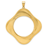 Cargar imagen en el visor de la galería, 14K Yellow Gold Diamond Cut Riptide Diagonal Riptide 1 oz American Eagle Cat Krugerrand Coin Holder Bezel Pendant Prong for 32.7 mm Coins
