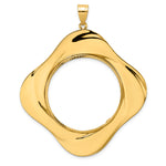 Cargar imagen en el visor de la galería, 14K Yellow Gold Diamond Cut Riptide Diagonal Riptide 1 oz American Eagle Cat Krugerrand Coin Holder Bezel Pendant Prong for 32.7 mm Coins

