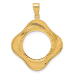 Load image into Gallery viewer, 14K Yellow Gold Riptide Diagonal Riptide 1/10 oz American Eagle Krugerrand Coin Holder Bezel Pendant Charm Prong for 16.5 mm Coins

