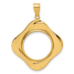 Load image into Gallery viewer, 14K Yellow Gold Riptide Diagonal Riptide 1/10 oz American Eagle Krugerrand Coin Holder Bezel Pendant Charm Prong for 16.5 mm Coins
