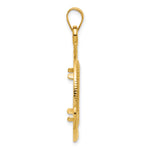 이미지를 갤러리 뷰어에 로드 , 14K Yellow Gold Diamond Cut Ships Anchor 1/10 oz American Eagle Krugerrand Coin Holder Bezel Pendant Prong for 16.5 mm Coins
