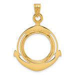 이미지를 갤러리 뷰어에 로드 , 14K Yellow Gold Diamond Cut Ships Anchor 1/10 oz American Eagle Krugerrand Coin Holder Bezel Pendant Prong for 16.5 mm Coins
