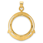 Cargar imagen en el visor de la galería, 14K Yellow Gold Diamond Cut Ships Anchor 1/4 oz American Eagle Panda 2 Rand US $5 Jamestown Coin Holder Bezel Pendant Prong for 22 mm Coins
