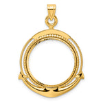 Cargar imagen en el visor de la galería, 14K Yellow Gold Diamond Cut Ships Anchor 1/4 oz American Eagle Panda 2 Rand US $5 Jamestown Coin Holder Bezel Pendant Prong for 22 mm Coins
