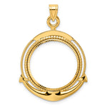 將圖片載入圖庫檢視器 14K Yellow Gold Diamond Cut Ships Anchor 1/4 oz American Eagle Panda 2 Rand US $5 Jamestown Coin Holder Bezel Pendant Charm Prong for 22 mm Coins
