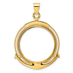 Load image into Gallery viewer, 14K Yellow Gold Diamond Cut Ships Anchor 1/2 oz American Eagle Panda US $10 Dollar Liberty Indian Coin Holder Bezel Pendant Prong for 27 mm Coins
