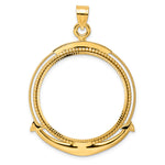 Load image into Gallery viewer, 14K Yellow Gold Diamond Cut Ships Anchor 1 oz American Eagle Cat Krugerrand Coin Holder Bezel Pendant Prong for 32.7 mm Coins
