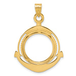 Load image into Gallery viewer, 14K Yellow Gold Beaded Ships Anchor 1/10 oz American Eagle Krugerrand Coin Holder Bezel Pendant Prong for 16.5 mm Coins
