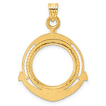 Load image into Gallery viewer, 14K Yellow Gold Beaded Ships Anchor US Dime 1/10 oz Panda Cat Coin Holder Bezel Pendant Prong for 18 mm Coins
