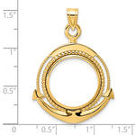 Load image into Gallery viewer, 14K Yellow Gold Beaded Ships Anchor US Dime 1/10 oz Panda Cat Coin Holder Bezel Pendant Prong for 18 mm Coins
