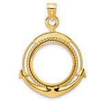 Load image into Gallery viewer, 14K Yellow Gold Beaded Ships Anchor US Dime 1/10 oz Panda Cat Coin Holder Bezel Pendant Prong for 18 mm Coins
