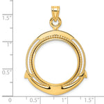 Cargar imagen en el visor de la galería, 14K Yellow Gold Beaded Ships Anchor 1/4 oz American Eagle Panda 2 Rand US $5 Jamestown Coin Holder Bezel Pendant Prong for 22 mm Coins
