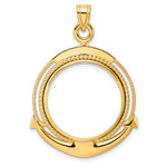 Cargar imagen en el visor de la galería, 14K Yellow Gold Beaded Ships Anchor 1/4 oz American Eagle Panda 2 Rand US $5 Jamestown Coin Holder Bezel Pendant Prong for 22 mm Coins

