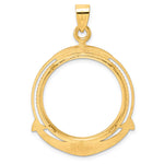 Load image into Gallery viewer, 14K Yellow Gold Beaded Ships Anchor 1/2 oz American Eagle Panda US $10 Dollar Liberty Indian Coin Holder Bezel Pendant Prong for 27 mm Coins
